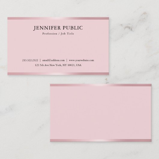 Trendy Rosegold Modern Elegant Simple Sjabloon Visitekaartje (Voorkant / Achterkant)