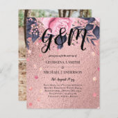 Trendy ROSEGOLD Trouw Metaalachtig Roze Navy Glitt (Voorkant / Achterkant)