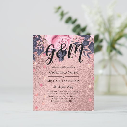 Trendy ROSEGOLD Trouw Metaalachtig Roze Navy Glitt (Staand voorkant)