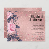 Trendy ROSEGOLD Trouw Metaalachtig Roze Navy Glitt (Voorkant / Achterkant)