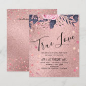 Trendy ROSEGOLD Wedding Metallic Pink Navy Glitter (Voorkant / Achterkant)