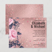 Trendy ROSEGOLD Wedding Metallic Pink Navy Glitter (Voorkant / Achterkant)