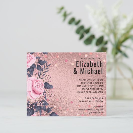 Trendy ROSEGOLD Wedding Metallic Pink Navy Glitter (Staand voorkant)