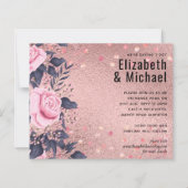 Trendy ROSEGOLD Wedding Metallic Pink Navy Glitter (Voorkant)