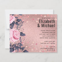 Trendy ROSEGOLD Wedding Metallic Pink Navy Glitter