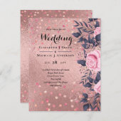 Trendy ROSEGOLD Wedding Metallic Pink Navy Glitter (Voorkant / Achterkant)