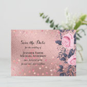 Trendy ROSEGOLD Wedding Metallic Pink Navy Glitter (Staand voorkant)