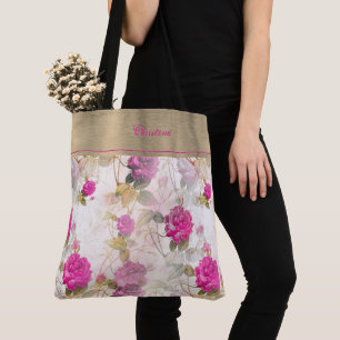 Trendy Rose's Monogrammed Schoudertas Tote Bag