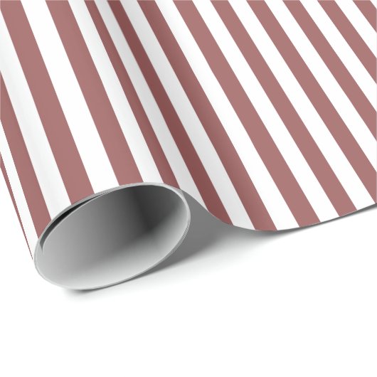 Trendy Rosy Brown Wide Horizontal Stripes Cadeaupapier (Rol Hoek)