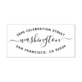 Trendy Round Typography Familienaam Return Address Rubberstempel (Afrduk)