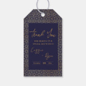 Trendy Royal Blauw Goud Intrigerend Ontwerp Trouwe Cadeaulabel (Achterkant)