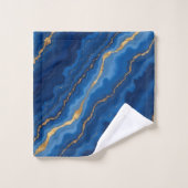 Trendy Royal Blue Gold Marble Collectie Bad Handdoek (Wasdoekje)