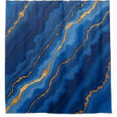 Trendy Royal Blue Gold Marble Collectie Douchegordijn (Voorkant)