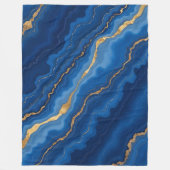 Trendy Royal Blue Gold Marble Collectie Fleece Deken (Voorkant)
