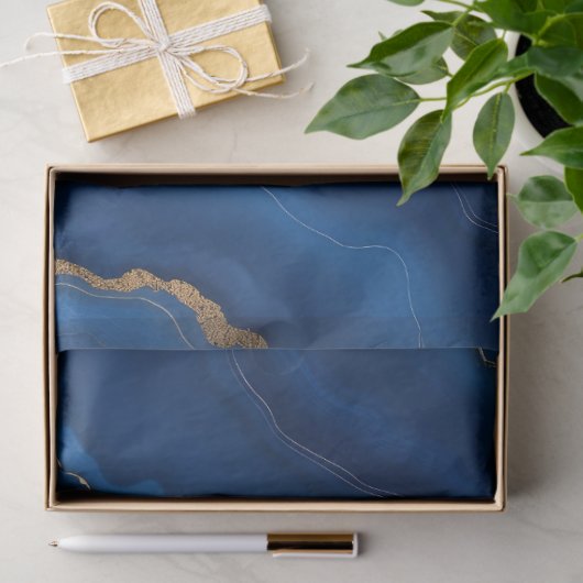 Trendy Royal Blue Gold Marble Collectie Tissuepapier (Geschenk)