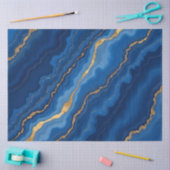 Trendy Royal Blue Gold Marble Collectie Tissuepapier (Craft)