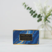 Trendy Royal Blue Gold Marble Collectie Visitekaartje (Staand voorkant)
