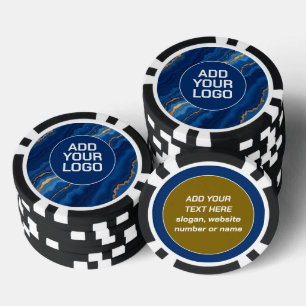 Trendy Royal Blue Goud Marmer Collectie Poker Chips