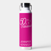 Trendy roze 50 en fantastische verjaardag waterfles (Voorkant)