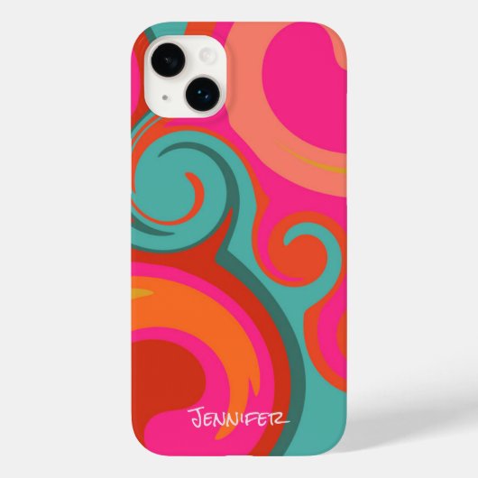 Trendy Roze Abstract Swirls Gepersonaliseerd Moder Case-Mate iPhone Case (Achterkant)