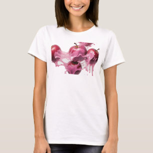 Trendy Roze Abstracte Appel Visueel Design T-shirt