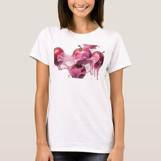 Trendy Roze Abstracte Appel Visueel Design T-shirt (Voorkant)