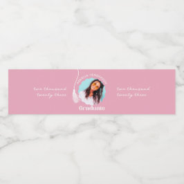 Trendy Roze Afstudeerfoto Waterfles Etiket