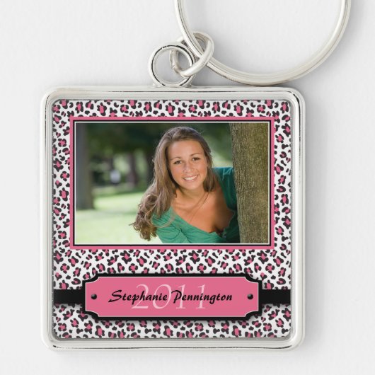 Trendy roze afstuderen foto sleutelhanger (Voorkant)