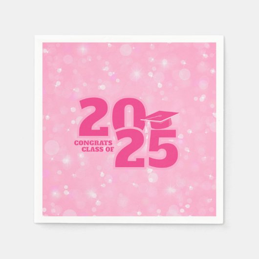 Trendy roze Afstuderen papier Servet (Voorkant)