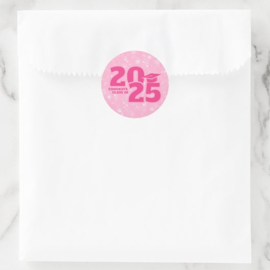 Trendy roze Afstuderen Ronde Sticker (Tas)