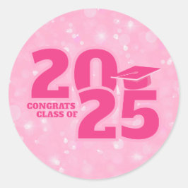 Trendy roze Afstuderen Ronde Sticker