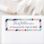 Trendy Roze & Aqua Tropische Flamingo & Palmblader Etiket (Insitu)