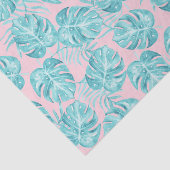 Trendy roze aqua waterverf tropisch monster tissuepapier (Detail)