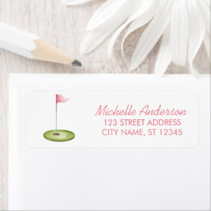 Trendy Roze Aquarel Golf Golfers Retouradres Etiket
