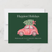 Trendy Roze Auto Zakelijke Vakantie Kaart (Voorkant)