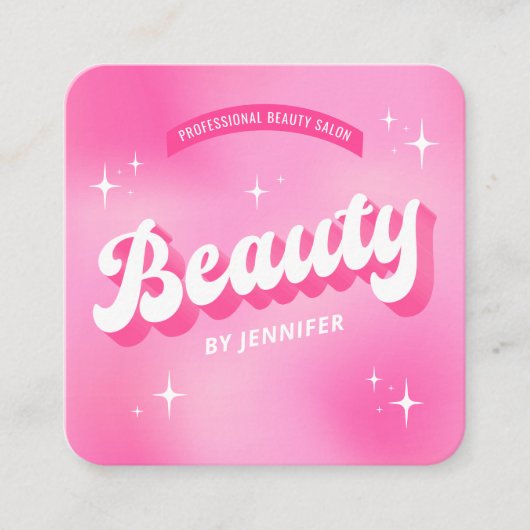 Trendy Roze Beauty Salon Retro Girly Groovy Lashes Vierkante Visitekaartje (Voorkant)