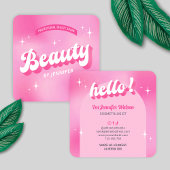 Trendy Roze Beauty Salon Retro Girly Groovy Lashes Vierkante Visitekaartje
