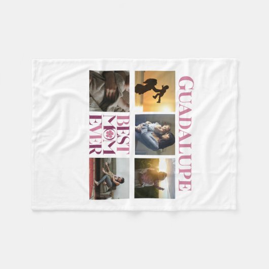 Trendy roze beste mam ooit fotocollage fleece deken (Voorkant (Horizontaal))