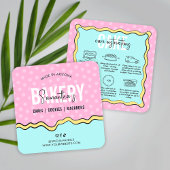 Trendy Roze Blauw Cartoon Cake Care Instructies Vierkante Visitekaartje