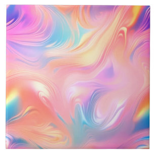 Trendy roze blauw gele abstracte golven tegeltje