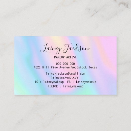 Trendy Roze Blauw pastel abstracte paarse golven Visitekaartje (Achterkant)