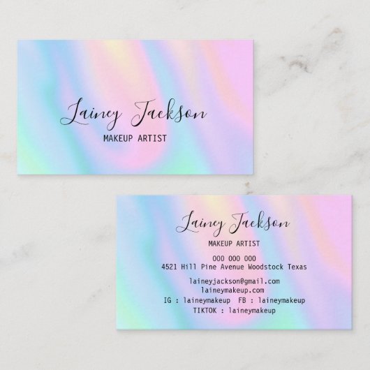 Trendy Roze Blauw pastel abstracte paarse golven Visitekaartje (Voorkant / Achterkant)