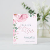Trendy Roze Bloemen Huwelijk Save the Date (Staand voorkant)