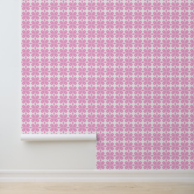Trendy Roze Blush Bloem Naadloos Patroon Behang (Applicatie)