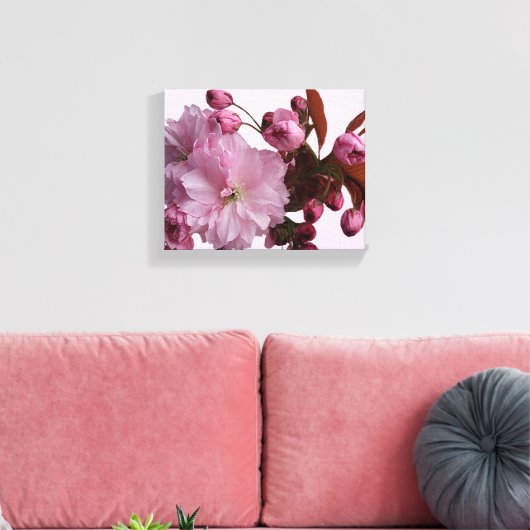 Trendy roze blush kersenbloesem bloemen modern canvas afdruk (Insitu (Woonkamer))