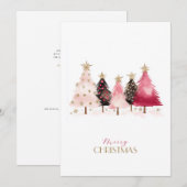 Trendy Roze Bomen Kerstkaart (Voorkant / Achterkant)