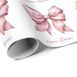 Trendy roze boog gepersonaliseerd met naam monogra cadeaupapier<br><div class="desc">Wikkel uw geschenken in stijl met ons trendy roze strikje gepersonaliseerd inpakpapier, met een charmant waterverf strikontwerp dat perfect de esthetiek van de coquette vastlegt. Dit inpakpapier is meer dan alleen een hoes voor uw geschenken - het is een statement van elegantie en sophisticatie, met een preppy roze strik die...</div>