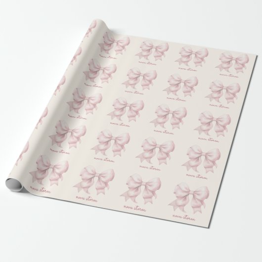 Trendy roze boog gepersonaliseerd met naam monogra cadeaupapier (Uitgerold)