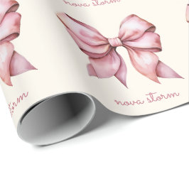 Trendy roze boog gepersonaliseerd met naam monogra cadeaupapier