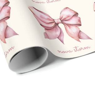 Trendy roze boog gepersonaliseerd met naam monogra cadeaupapier